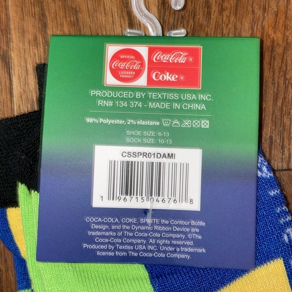 •COCA-COLA•NWT SPRITE NOVELTY GRAPHIC LOGO CREW SOCKS SIZE 6-13 - Picture 7 of 8